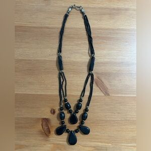 Black and silver stone necklace